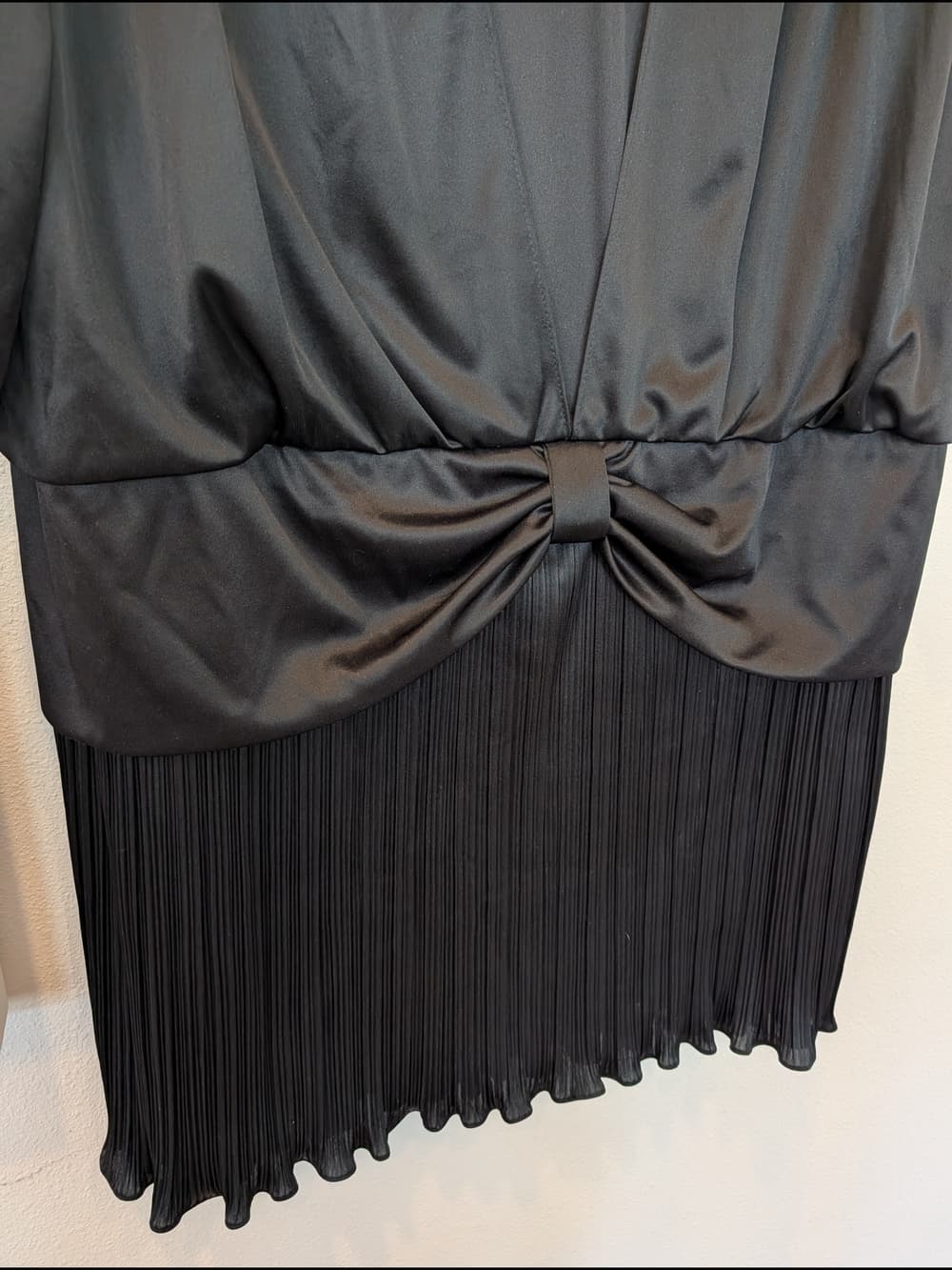Vintage Jenny Black And Silver V-Neck Cocktail Ruched Waist Dress - Thumbnail 7