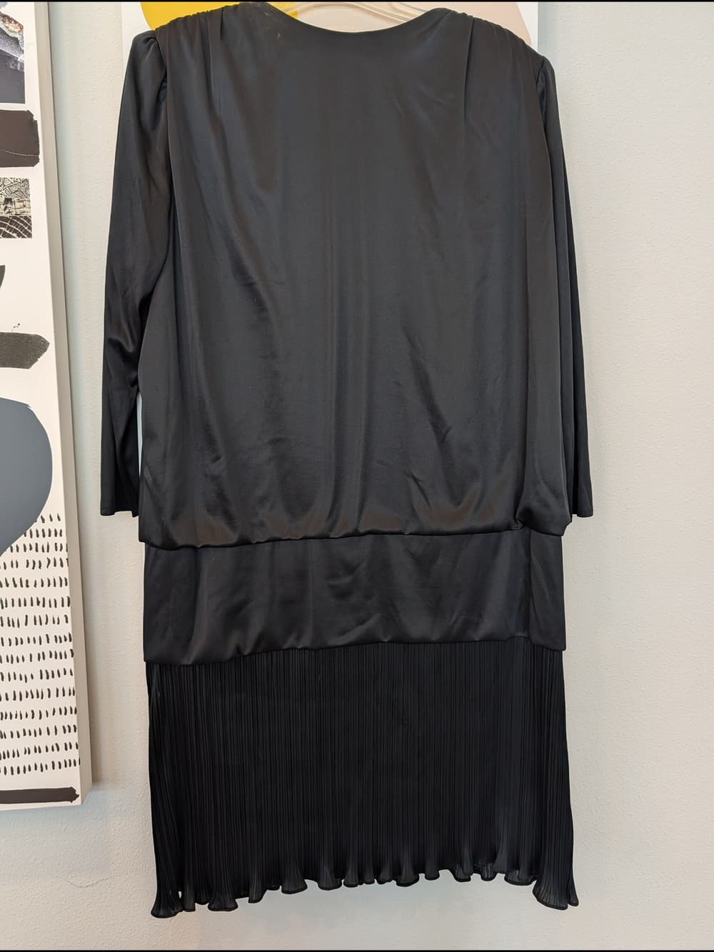 Vintage Jenny Black And Silver V-Neck Cocktail Ruched Waist Dress - Thumbnail 9