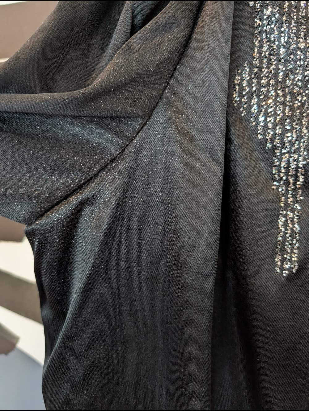 Vintage Jenny Black And Silver V-Neck Cocktail Ruched Waist Dress - Thumbnail 4