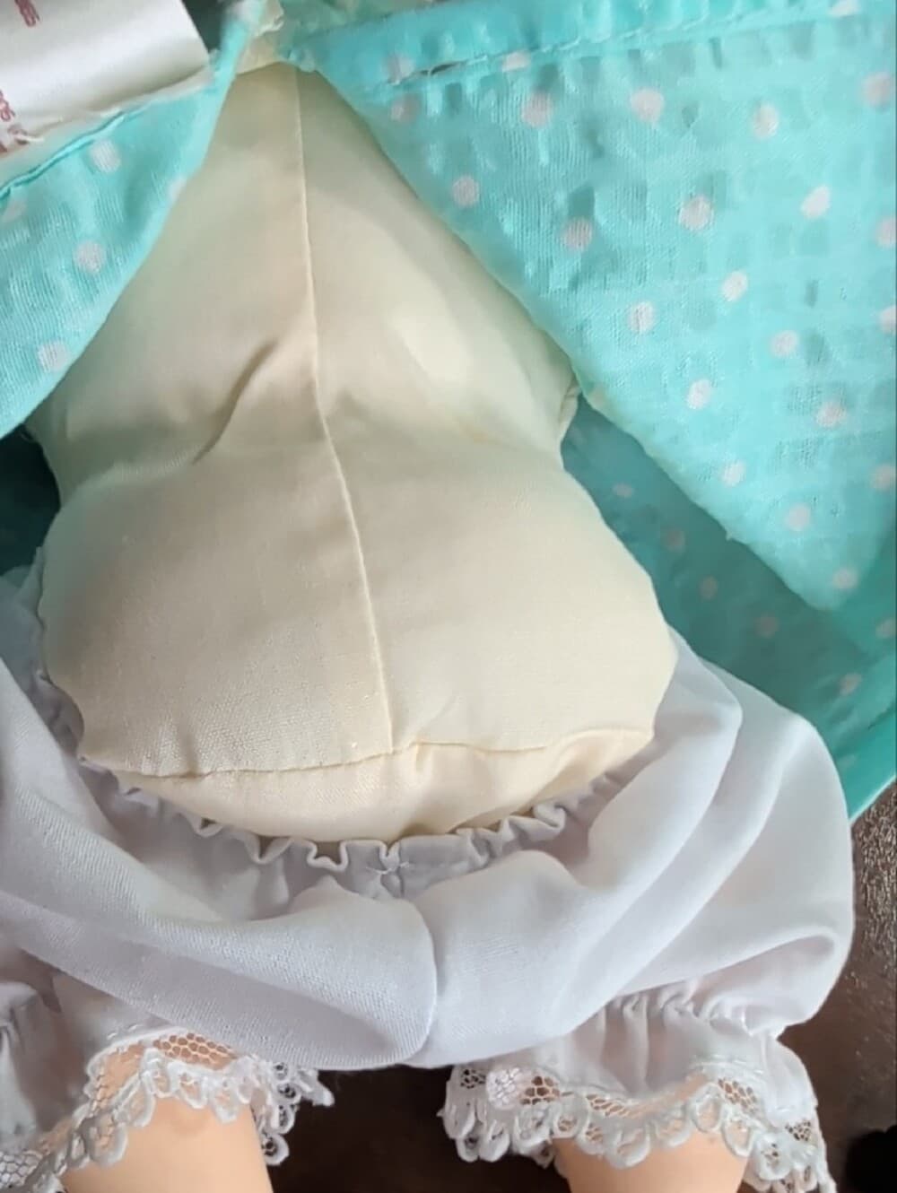 Vintage Dolls By Pauline Baby Doll in Mint Polka Dot Dress Red Hair Blue Eyes - Thumbnail 10