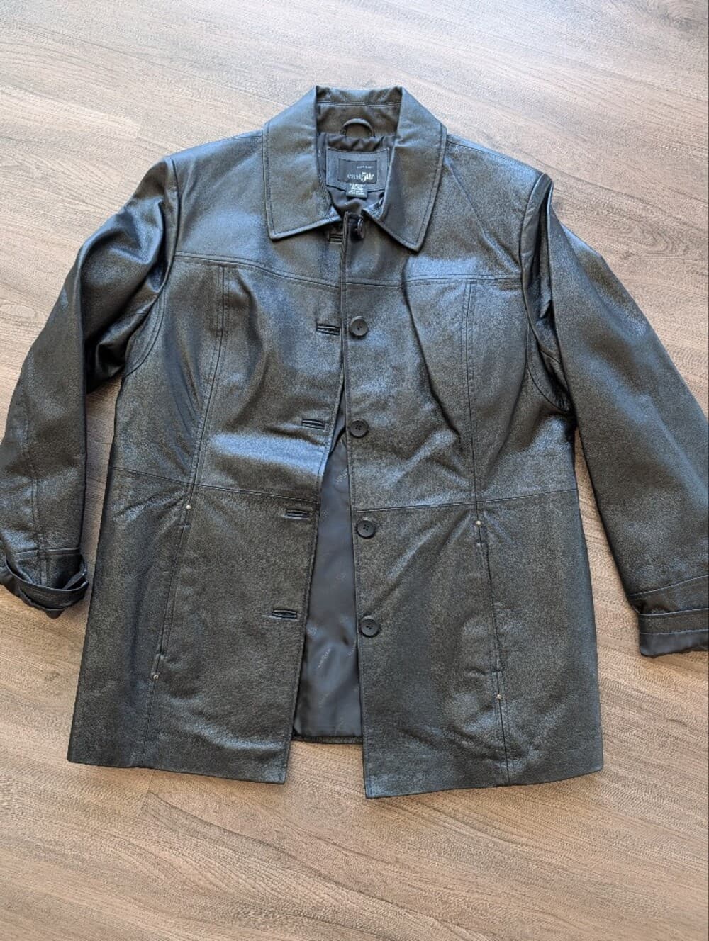 Vintage East 5th Black Leather Button Up Jacket - Thumbnail 10