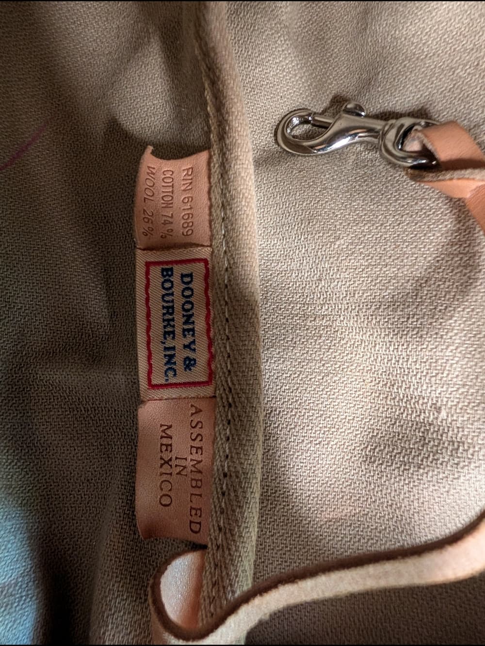 Vintage Dooney & Bourke Beige Brown Logo Canvas And Leather Shoulder Bag - Thumbnail 9