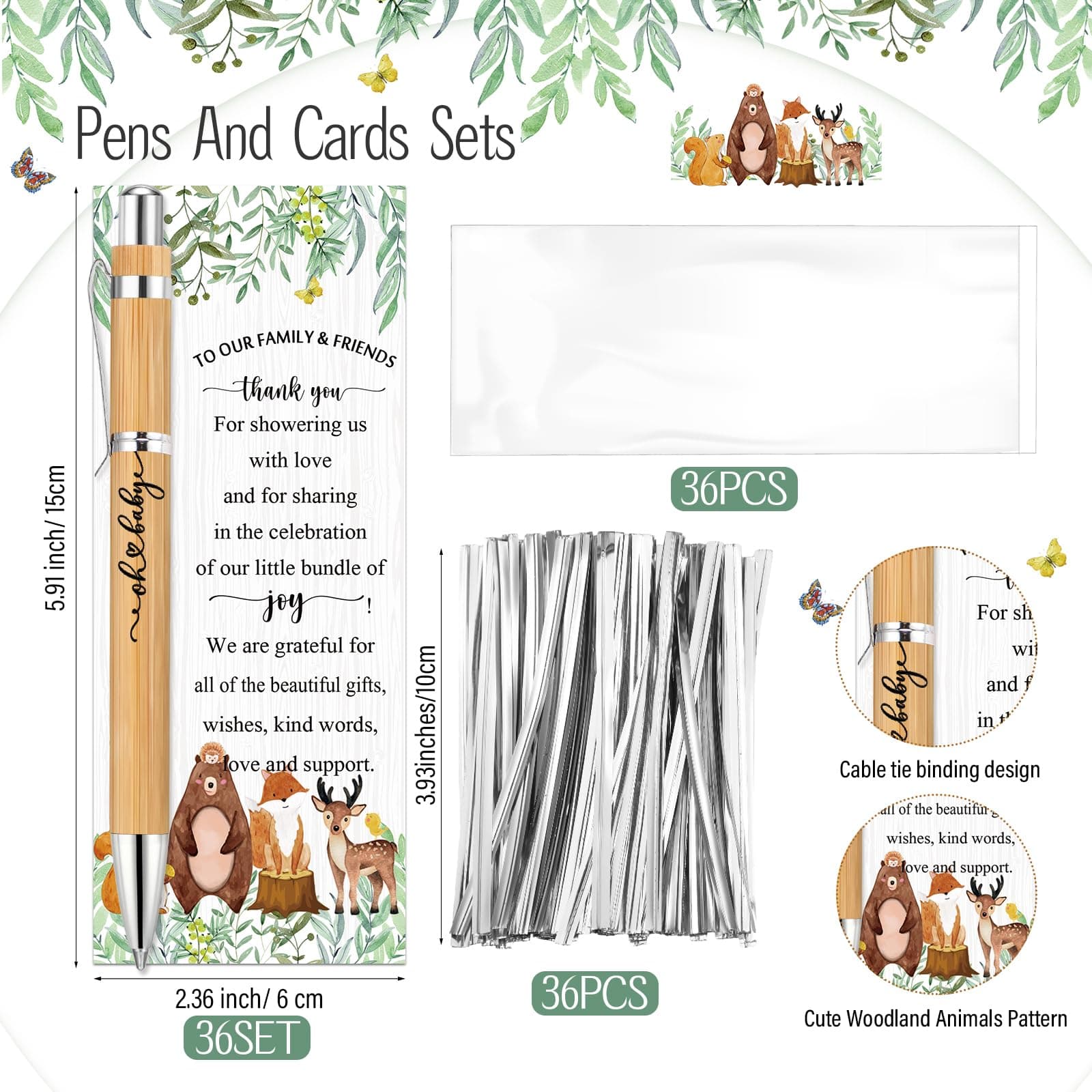 Baby Shower Pens with THANK YOU Cards Set 36PCS - Thumbnail 6