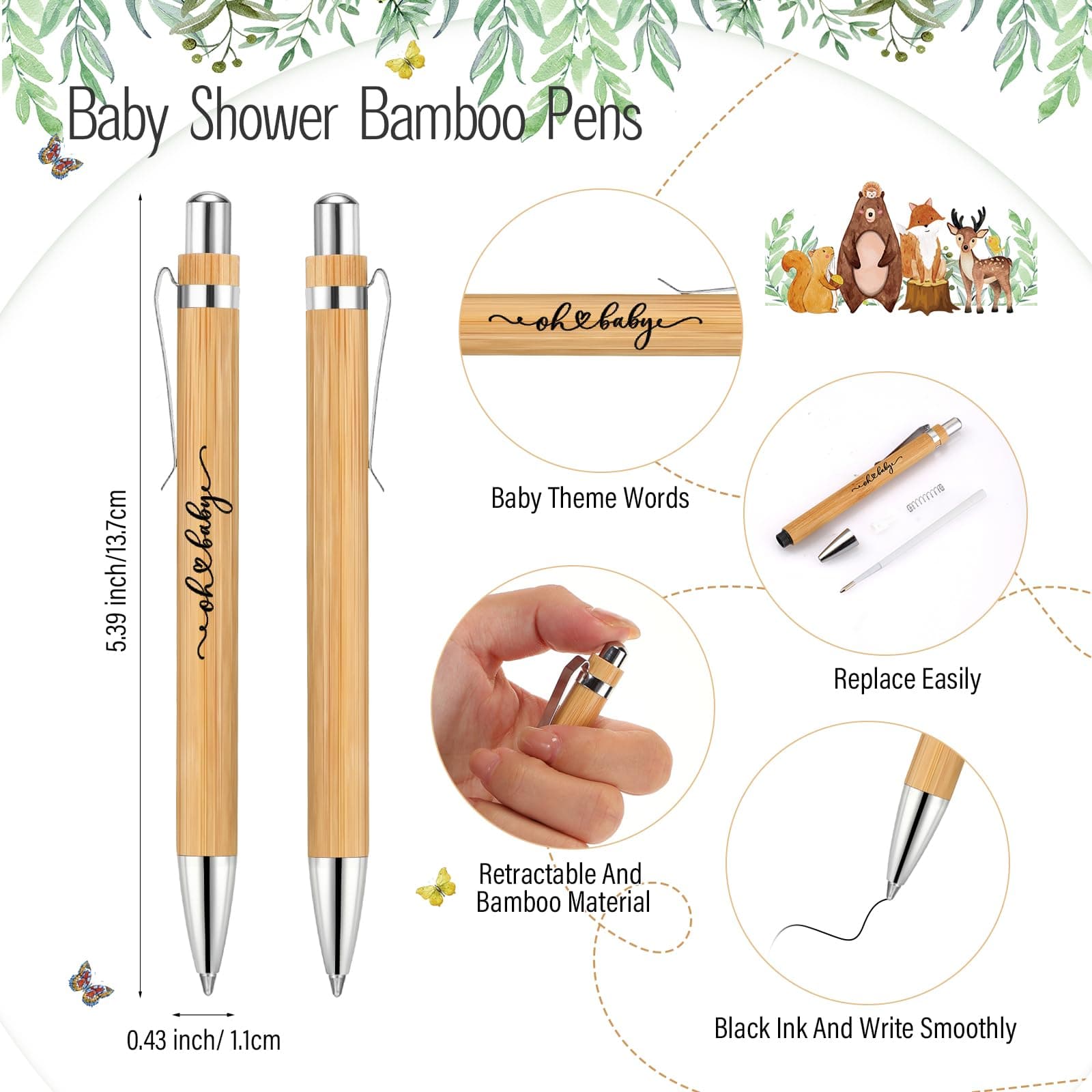 Baby Shower Pens with THANK YOU Cards Set 36PCS - Thumbnail 8