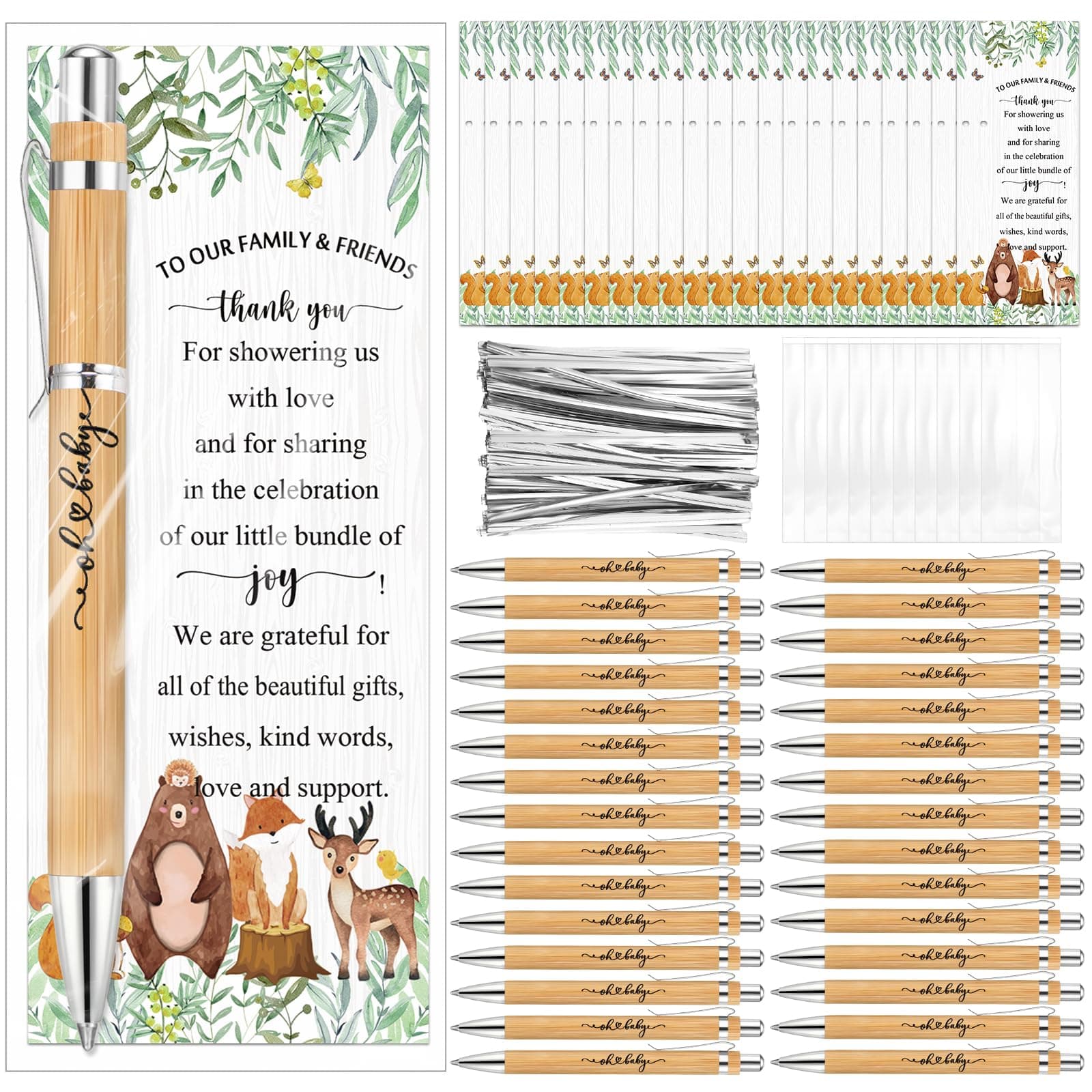 Baby Shower Pens with THANK YOU Cards Set 36PCS - Thumbnail 2