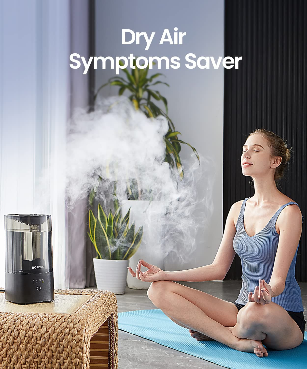 Humidifiers for Bedroom, 2.0L Cool Mist Humidifier for Home Plant and Baby Nursery, Quiet Ultrasonic Humidifier with 360° Nozzle, Auto Shut-Off, Filterless, Black - Thumbnail 3