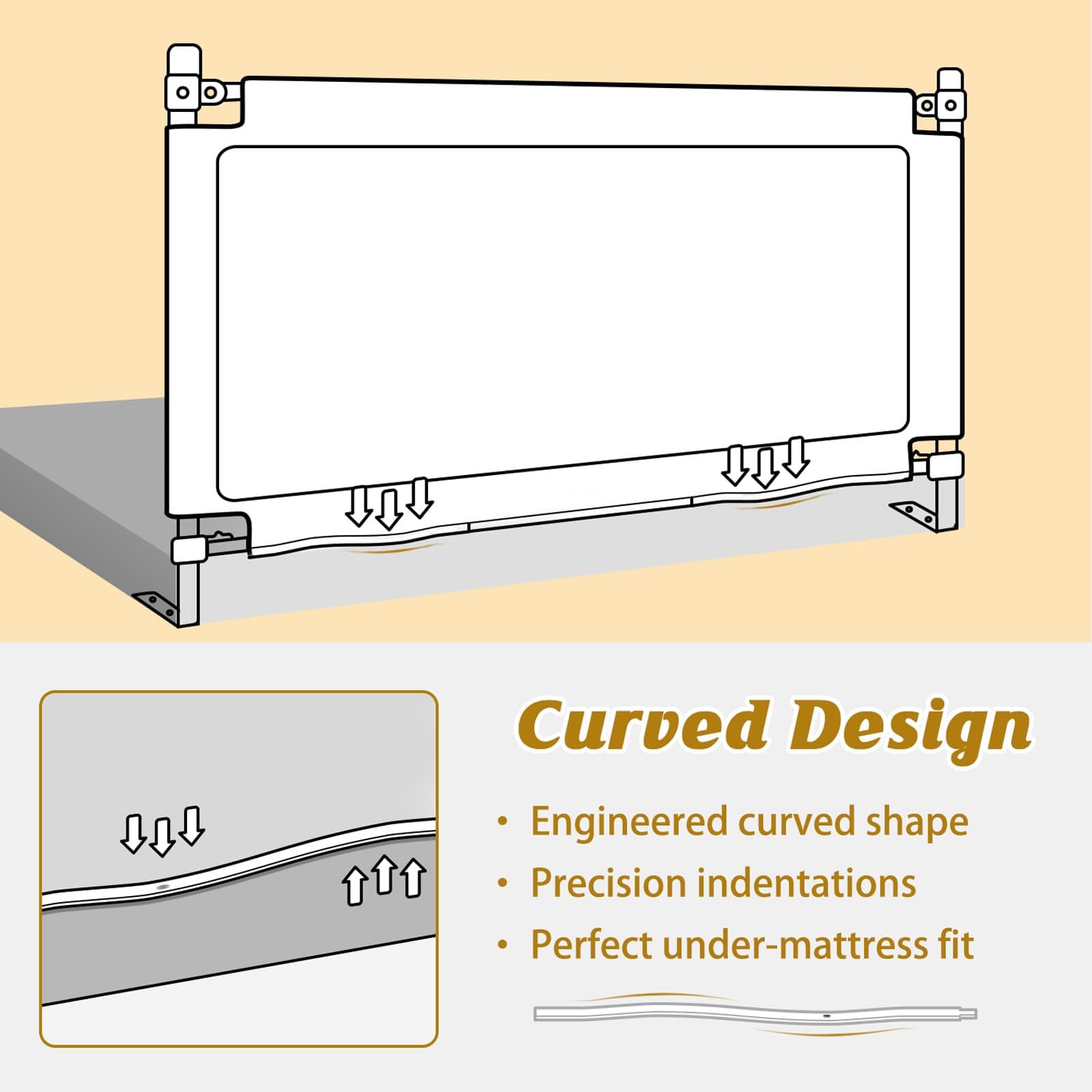 Adjustable Bed Rail Guard 74.8" Gray for Queen bed - Thumbnail 7