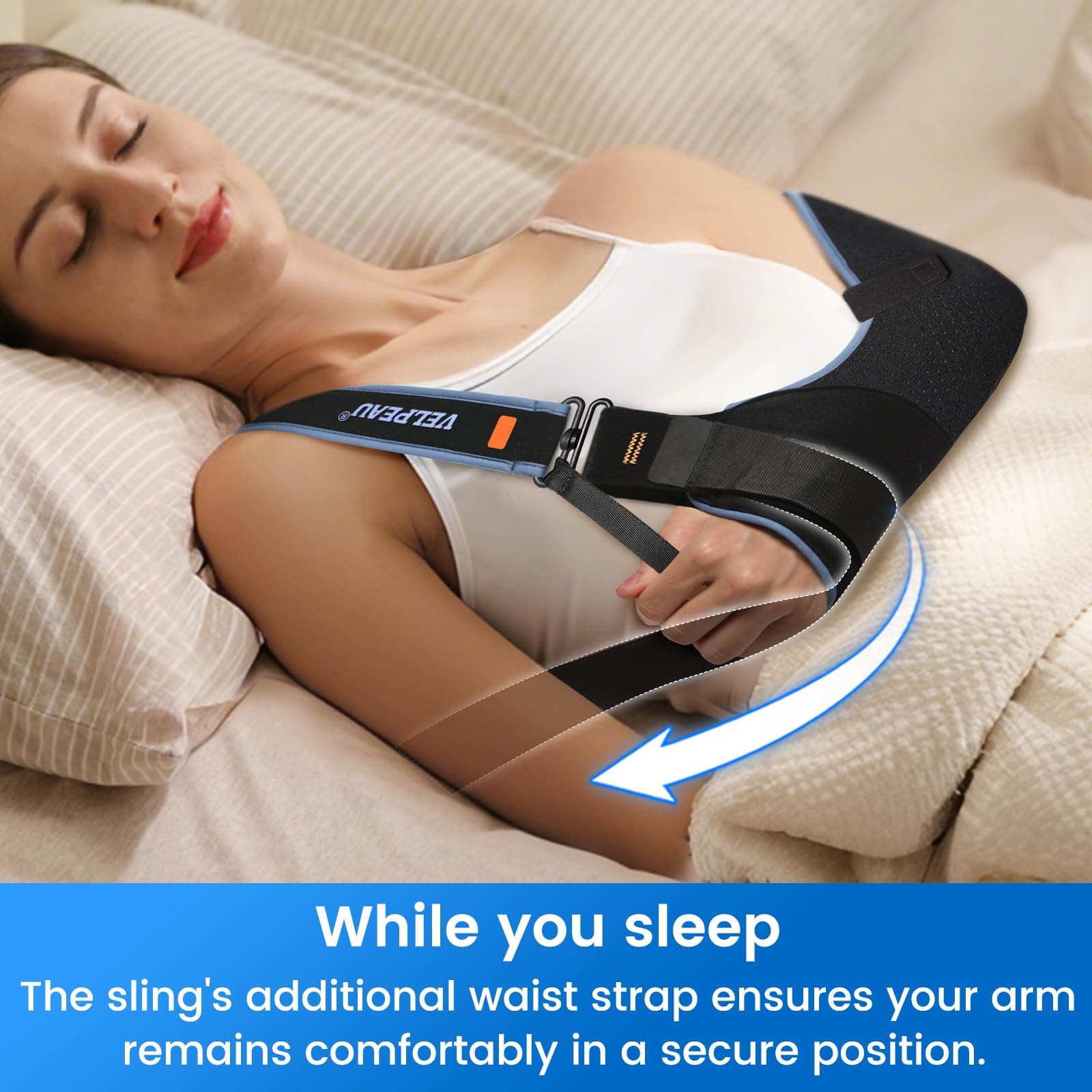 Arm Sling Shoulder Immobilizer fit Left or Right Arm - Rotator Cuff Support Brace - Medical Sling for Shoulder, Clavicle, Elbow Injury (Comfort type, 2X-Large: Bust 47″-53″) - Thumbnail 8