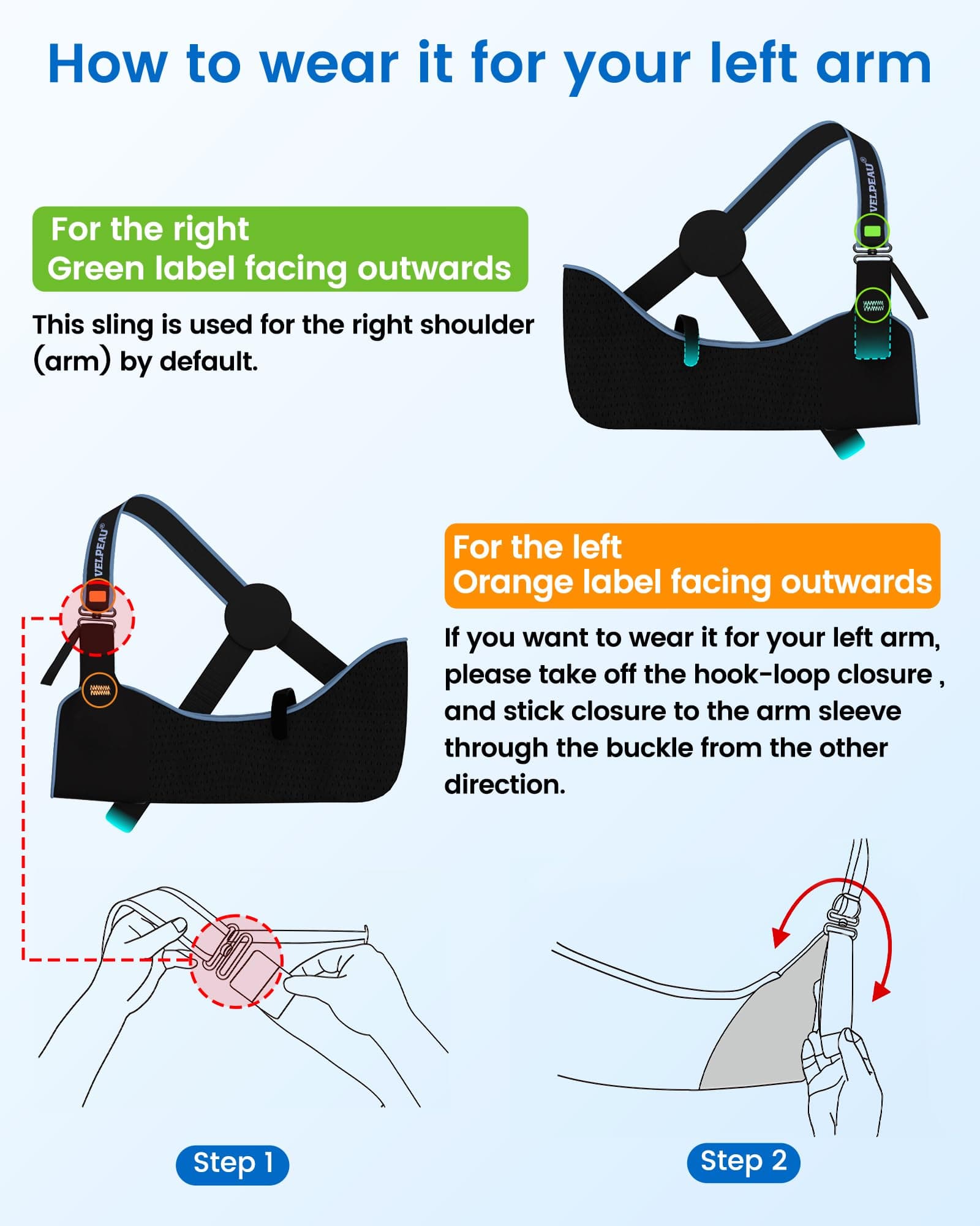 Arm Sling Shoulder Immobilizer fit Left or Right Arm - Rotator Cuff Support Brace - Medical Sling for Shoulder, Clavicle, Elbow Injury (Comfort type, 2X-Large: Bust 47″-53″) - Thumbnail 7
