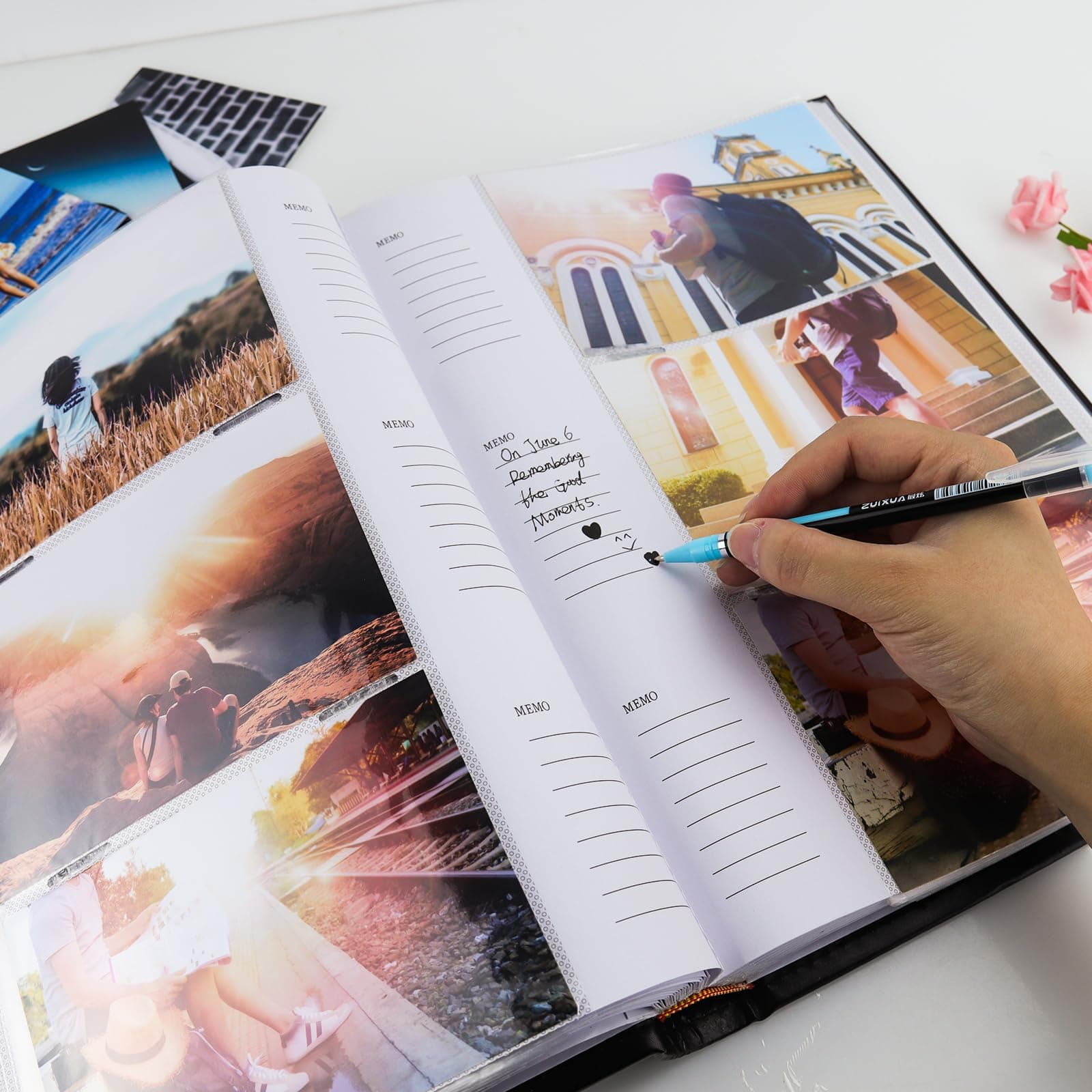 Brown Leather Photo Album with Window Cover - Thumbnail 5