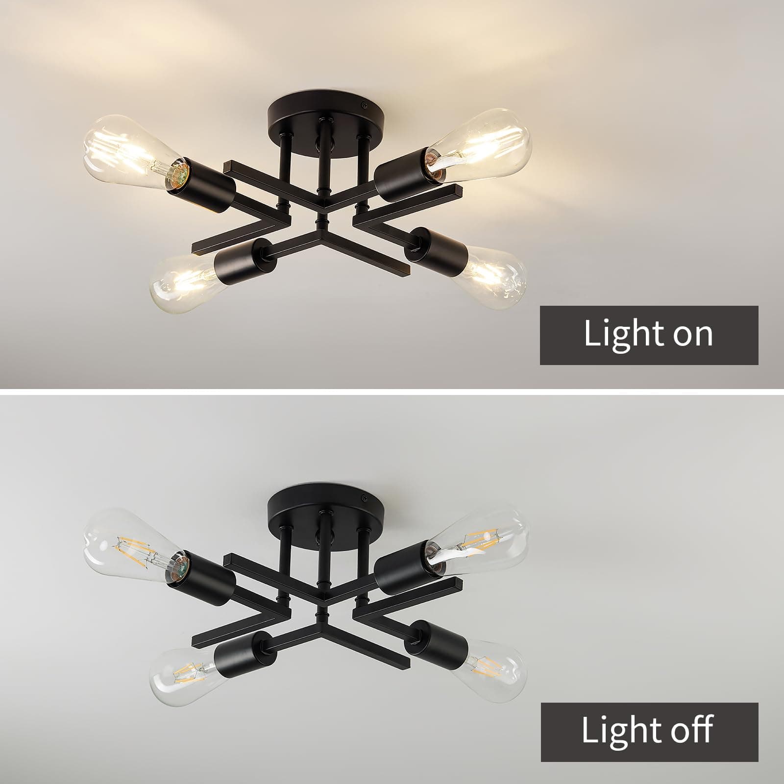 Black Ceiling Light Fixture E26 Base 60W - Thumbnail 3