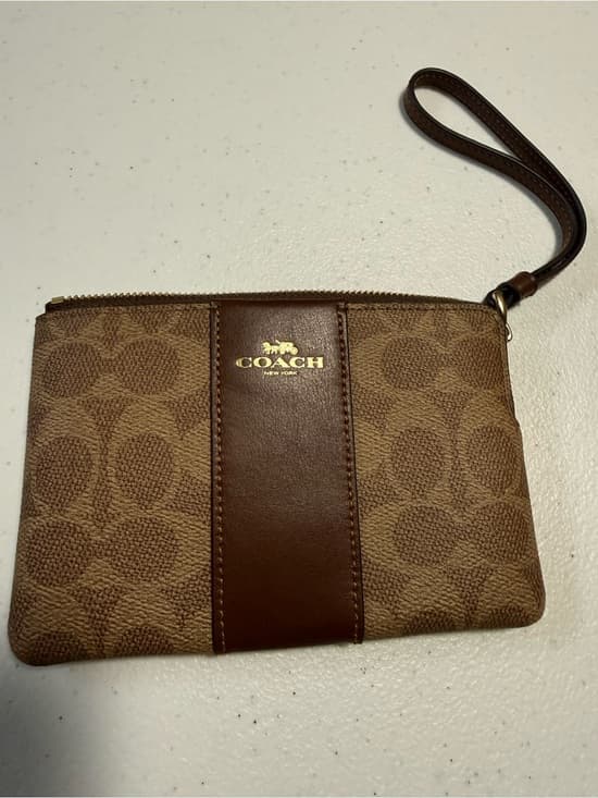 ★ Coach Signature Wristlet Brown Tan Monogram Zip Pouch Clutch - Thumbnail 16