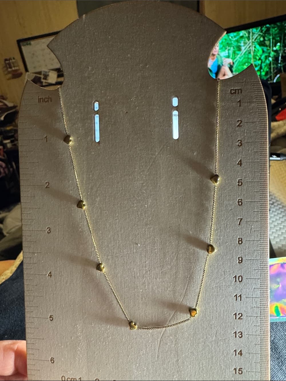 ★ Dainty Gold Heart Station Necklace Minimalist Layered Love Necklace - Thumbnail 4