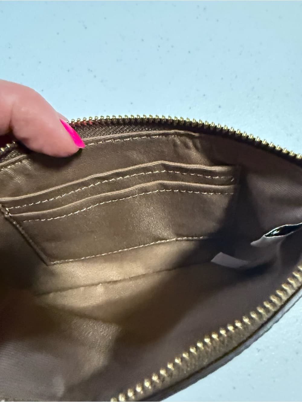 ★ Coach Signature Wristlet Brown Tan Monogram Zip Pouch Clutch - Thumbnail 5