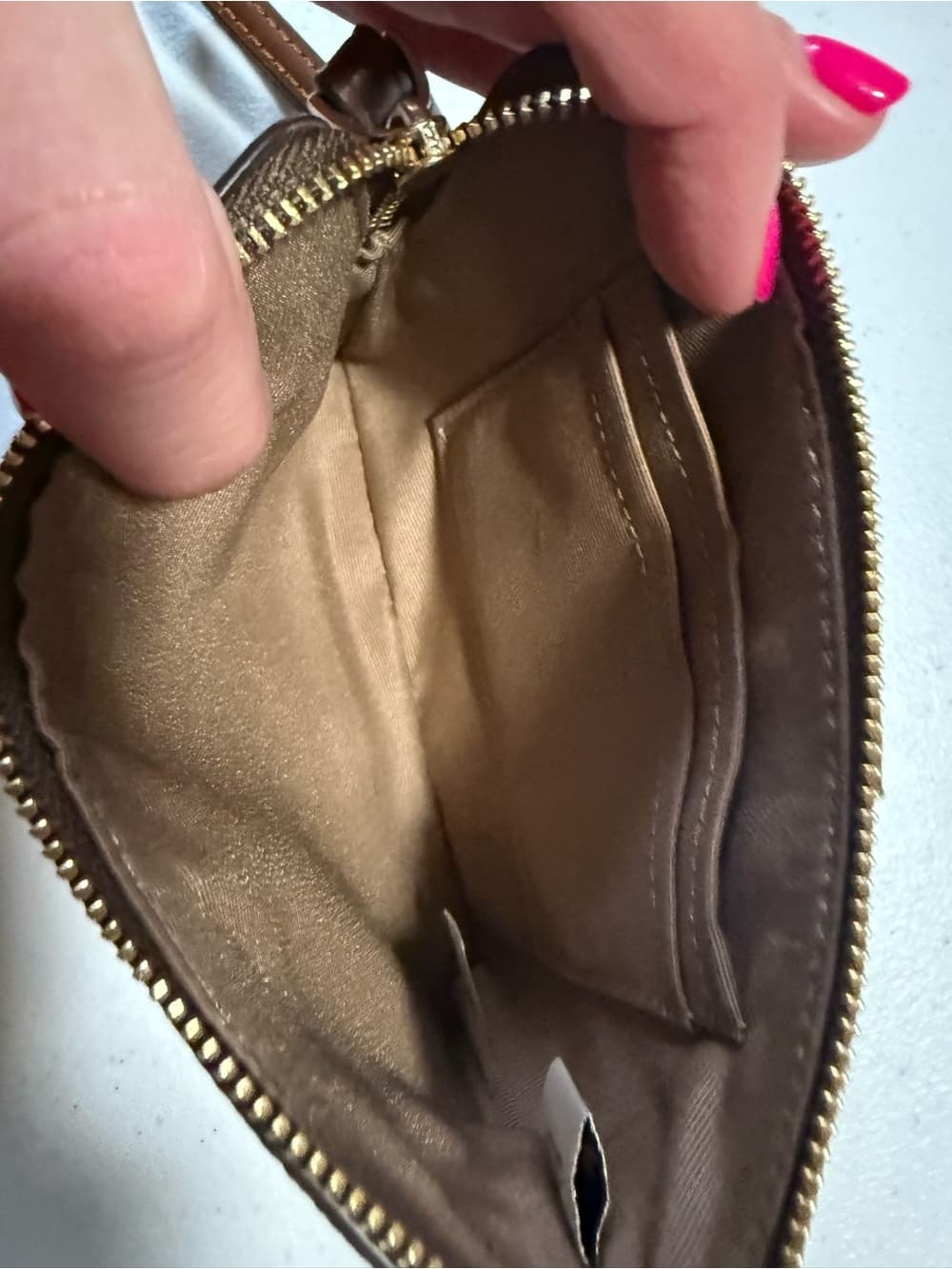 ★ Coach Signature Wristlet Brown Tan Monogram Zip Pouch Clutch - Thumbnail 2