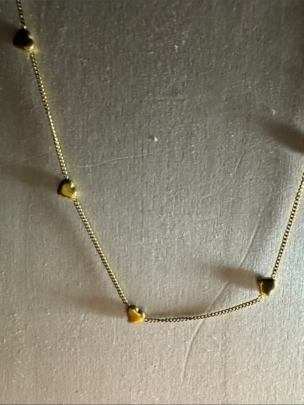 ★ Dainty Gold Heart Station Necklace Minimalist Layered Love Necklace - Thumbnail 2
