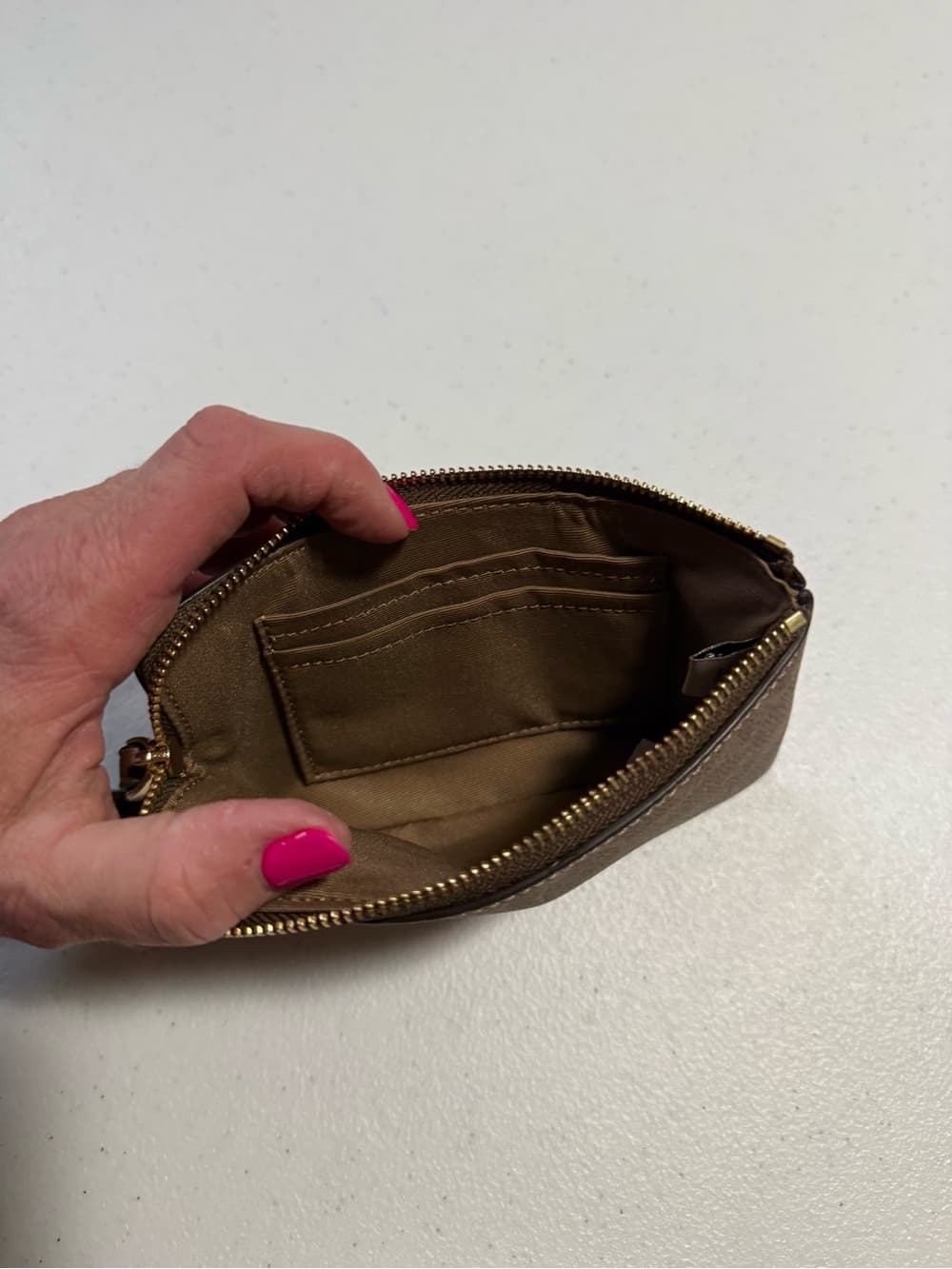 ★ Coach Signature Wristlet Brown Tan Monogram Zip Pouch Clutch - Thumbnail 6