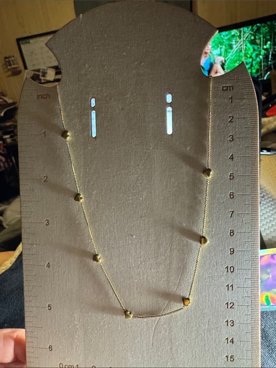 ★ Dainty Gold Heart Station Necklace Minimalist Layered Love Necklace - Thumbnail 5