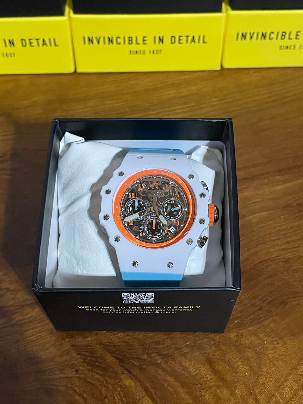 Invicta Racing Vaulthan Men’s Watch 44mm Orange Light Blue Dial 69665 - Thumbnail 9