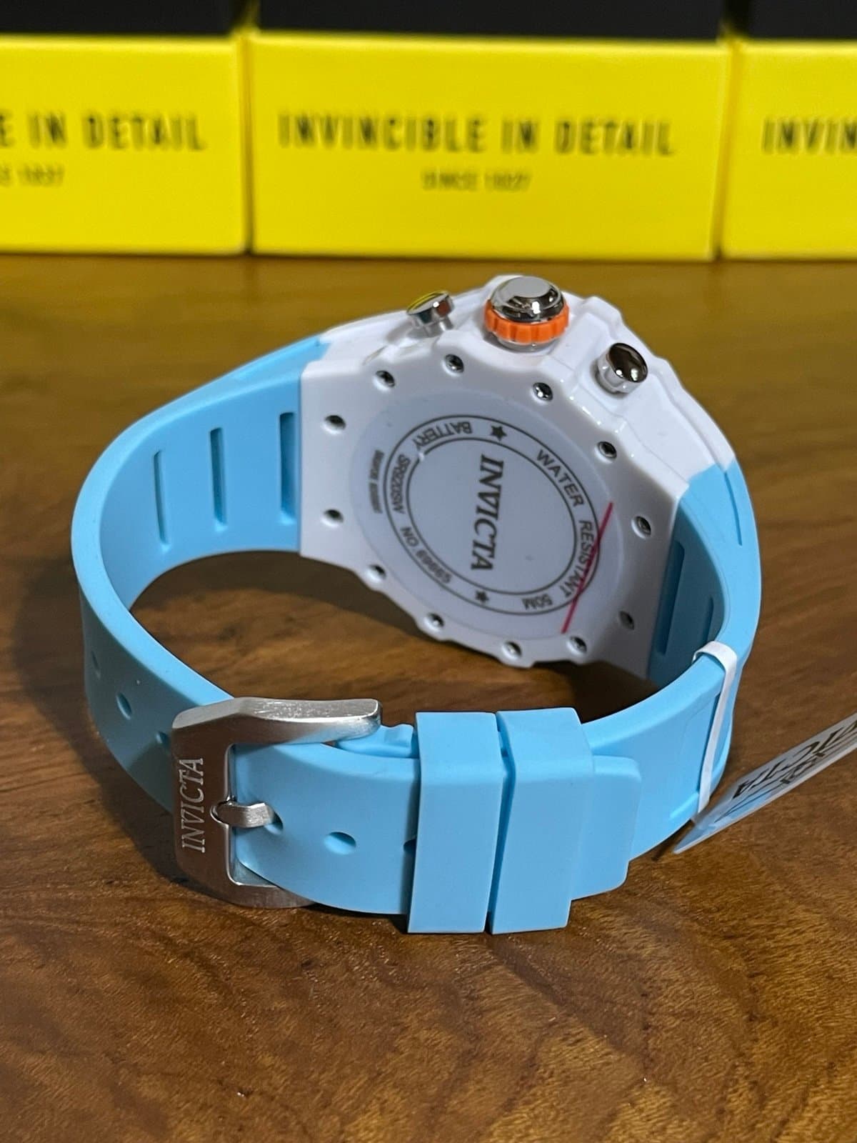 Invicta Racing Vaulthan Men’s Watch 44mm Orange Light Blue Dial 69665 - Thumbnail 5