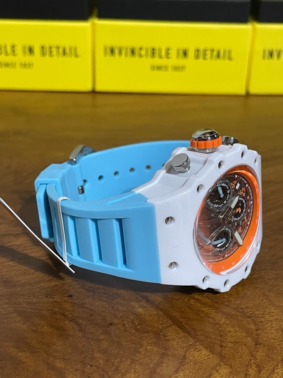Invicta Racing Vaulthan Men’s Watch 44mm Orange Light Blue Dial 69665 - Thumbnail 6