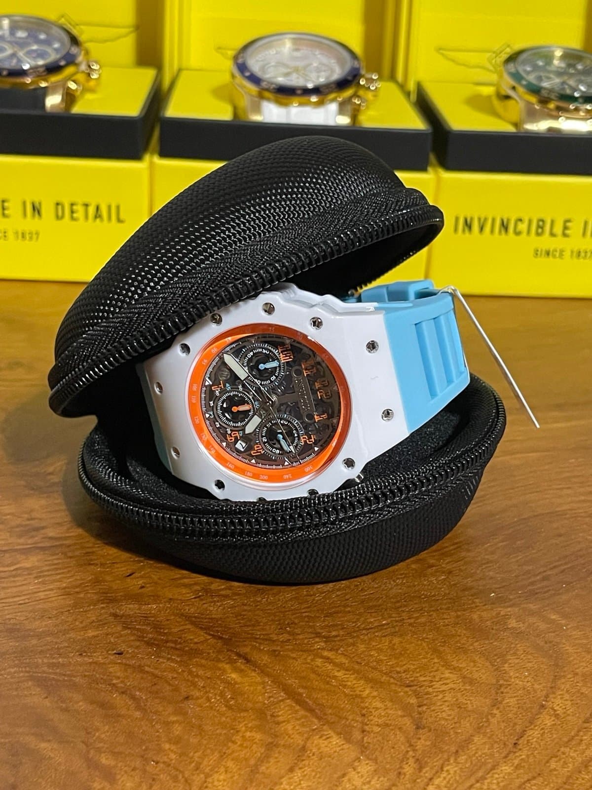 Invicta Racing Vaulthan Men’s Watch 44mm Orange Light Blue Dial 69665 - Thumbnail 8