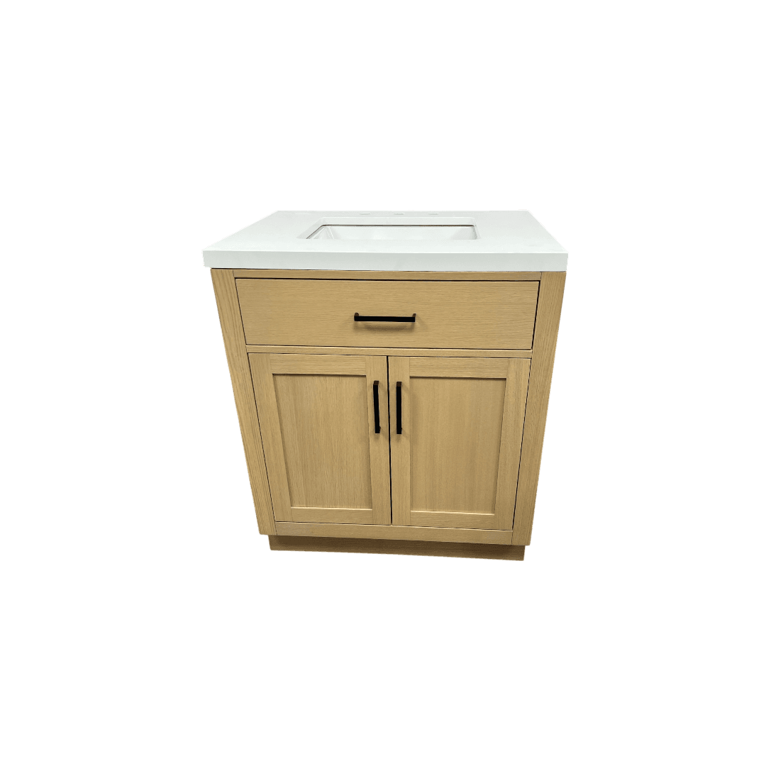 Hokku Designs Thornaby Solid Wood Single Bathroom Vanity with Quartz Top - Thumbnail 4