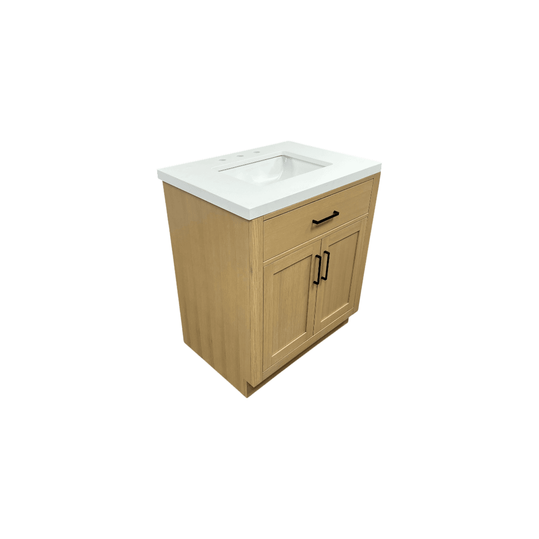 Hokku Designs Thornaby Solid Wood Single Bathroom Vanity with Quartz Top - Thumbnail 13