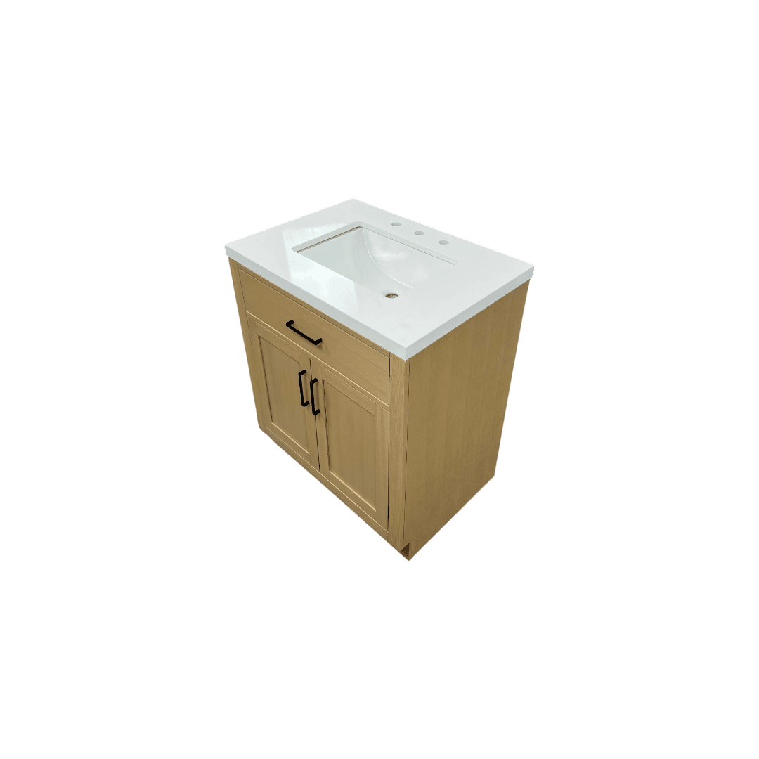 Hokku Designs Thornaby Solid Wood Single Bathroom Vanity with Quartz Top - Thumbnail 6