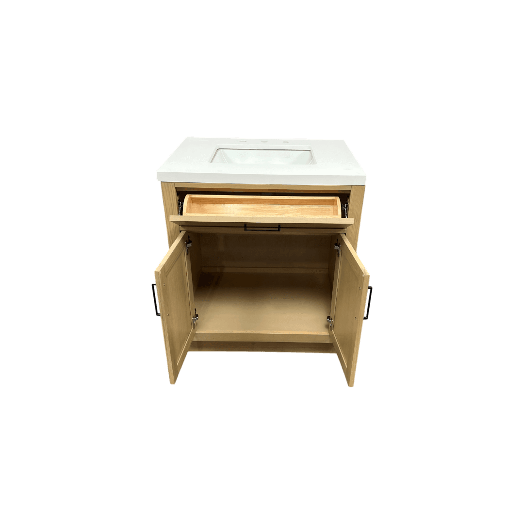 Hokku Designs Thornaby Solid Wood Single Bathroom Vanity with Quartz Top - Thumbnail 15