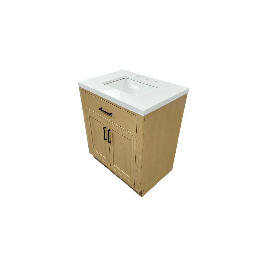 Hokku Designs Thornaby Solid Wood Single Bathroom Vanity with Quartz Top - Thumbnail 5