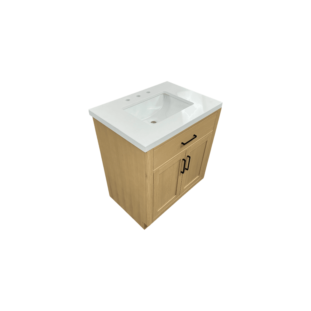 Hokku Designs Thornaby Solid Wood Single Bathroom Vanity with Quartz Top - Thumbnail 14