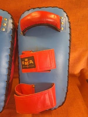 KMA - Thai Kicking Pad Set of 2 - Red & Blue - Martial Arts Practice Sparring - Thumbnail 3