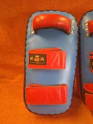 KMA - Thai Kicking Pad Set of 2 - Red & Blue - Martial Arts Practice Sparring - Thumbnail 4