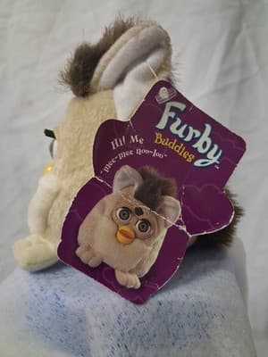Vintage Beanbag Furby Buddies Beanie Original 1999 Tiger ‘Bear’ Cream Grey eyes - Thumbnail 2