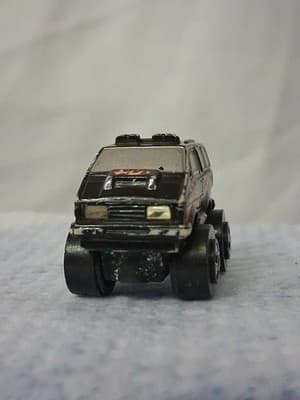 Vtg 1989 Road Champs Micro Machine Monster Wheels Custom Minivan Black W Flames - Thumbnail 2