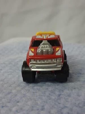 Vintage 1987 Micro Machines Road Champs 4x4 Red Truck w/ Yellow Roll Bar Offroad - Thumbnail 2