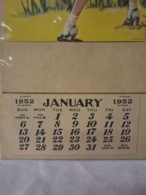 Elvgren Art Lithograph January 1959 & 1952 Pinup Girls Calendar - Thumbnail 10