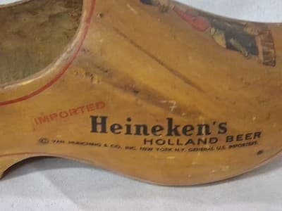 VINTAGE BAR IMPORTED HEINEKEN HOLLAND BEER WOOD WOODEN SHOE - Thumbnail 2