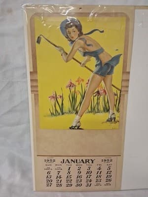 Elvgren Art Lithograph January 1959 & 1952 Pinup Girls Calendar - Thumbnail 8