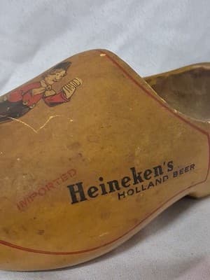 VINTAGE BAR IMPORTED HEINEKEN HOLLAND BEER WOOD WOODEN SHOE - Thumbnail 6