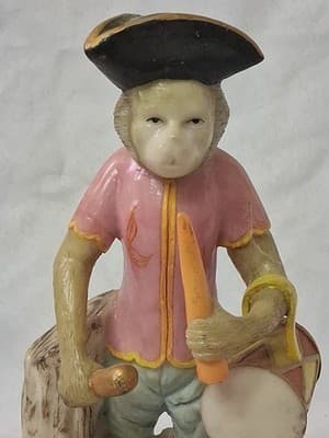 Vintage Resin Marching Band Monkey Playing Drum Figurine - Thumbnail 2