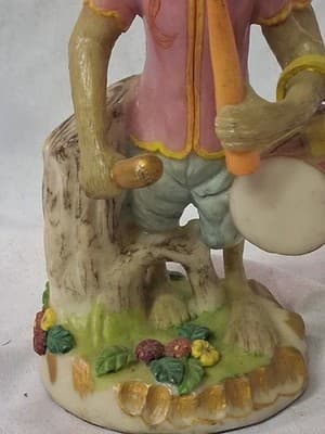 Vintage Resin Marching Band Monkey Playing Drum Figurine - Thumbnail 3