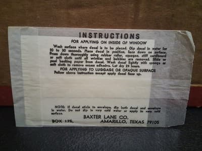 WASHINGTON EVERGREEN STATE ~ VINTAGE 60'S BAXTER LANE WINDOW DECAL STICKER #146 - Thumbnail 2