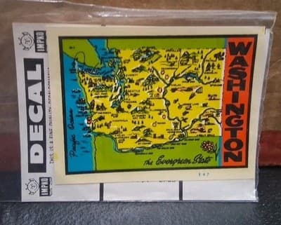 VINTAGE TRAVEL DECAL WASHINGTON STATE IMPKO ORIGINAL SOUVENIR LUGGAGE WATERSLIDE