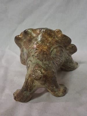 Vintage OMC Otagiri Pottery Lion Coin Bank Japan Speckled Brown Orange See Pics - Thumbnail 5
