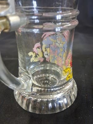 Vintage Schnaps Krugerl Pewter Glass Mini Stein Germany Crest - Thumbnail 10