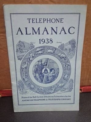 Vintage Telephone Almanac 1938, American Telephone & Telegraph Co, Seasons, Info