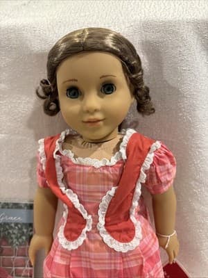 American Girl Of Year Marie Grace Doll Meet Outfit Accessories Necklace Hat Fan - Thumbnail 2
