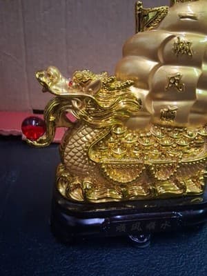 Smooth Sailing Dragon Boat Statue Chinese Feng Shui Craft Home Room Decoration - Thumbnail 2